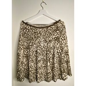 Diane von Furstenberg DVF Brown Cream Branch Print 100% Silk Skirt Womens 12